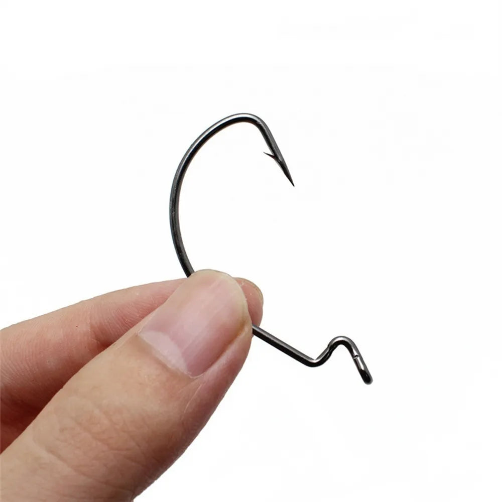 20pcs/lot High Carbon Steel Offset Hook Karpervissen Fishhooks Lure Softjerk 8#~-5/0 Anzuelos Pesca Jig Hooks Fishing Tackle