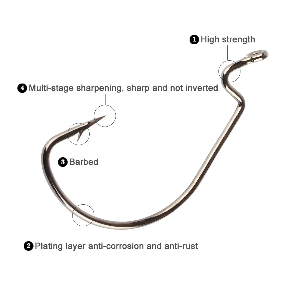 20pcs/lot High Carbon Steel Offset Hook Karpervissen Fishhooks Lure Softjerk 8#~-5/0 Anzuelos Pesca Jig Hooks Fishing Tackle