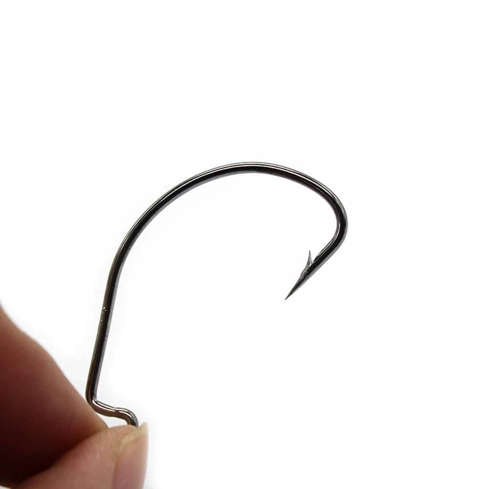 20pcs/lot High Carbon Steel Offset Hook Karpervissen Fishhooks Lure Softjerk 8#~-5/0 Anzuelos Pesca Jig Hooks Fishing Tackle