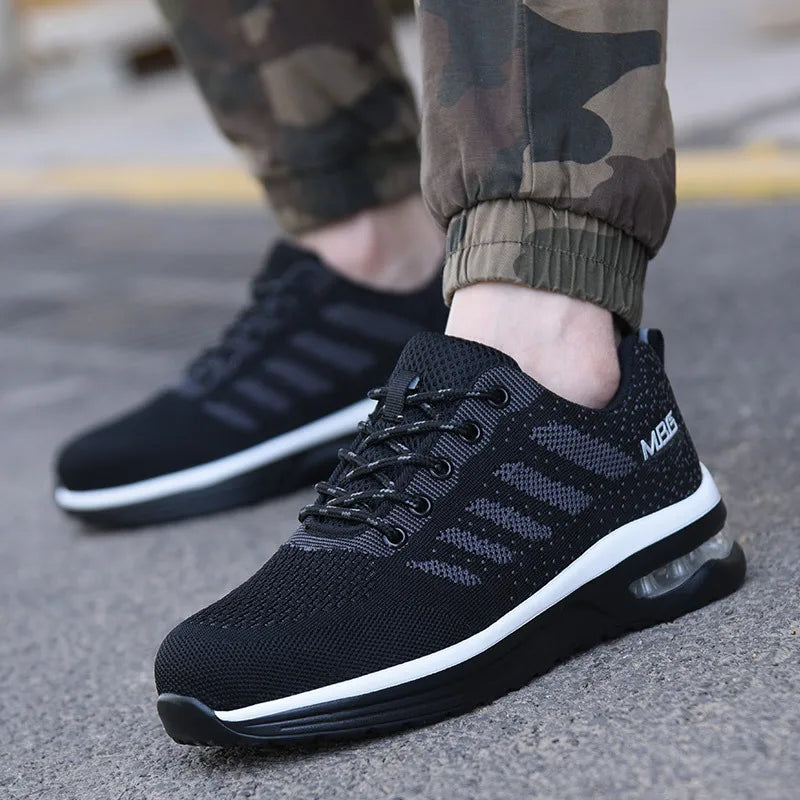New Air Shock Absorption Safety Shoes For Work Steel Toe Cap Light Breathable Sneaker Non Slip Anti Smashing Security Shoes