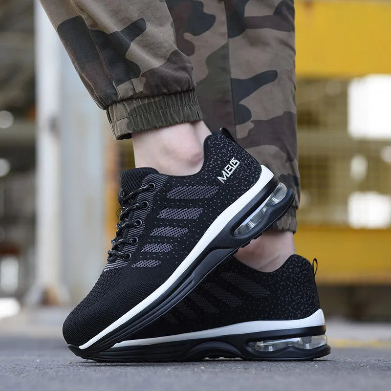 New Air Shock Absorption Safety Shoes For Work Steel Toe Cap Light Breathable Sneaker Non Slip Anti Smashing Security Shoes
