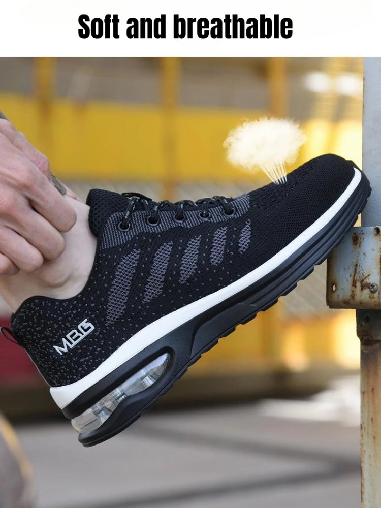 New Air Shock Absorption Safety Shoes For Work Steel Toe Cap Light Breathable Sneaker Non Slip Anti Smashing Security Shoes