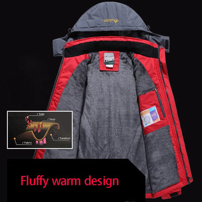 Ski Jacket Men Warm Suit Thermal Skiing Snowboarding Winter Outdoor Coat Fleece Thick Hooded Windproof Size Sports Clothing