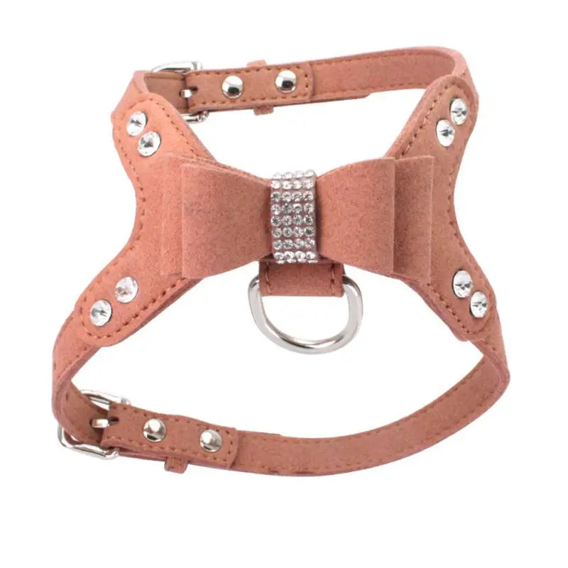 Personalized Dog Harness Bling Diamante Harness Collar Pet Cat Bowknot Harness Kitten Accessories Puppy Collar Pet Dog Supplies