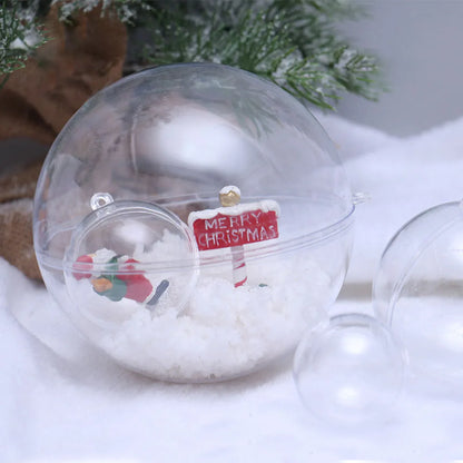 10pcs 4/5/6/8cm Transparent Ball Open Plastic Clear Bauble Ornament Christmas Party Hanging Pendant Gift Package Supplies