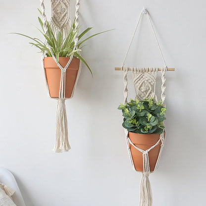 2 PACK Macrame Plant Hanger Garden Pots Planters Indoor Outdoor Hanging Planter Basket Makramee Bohemian Home Decor Wall Art