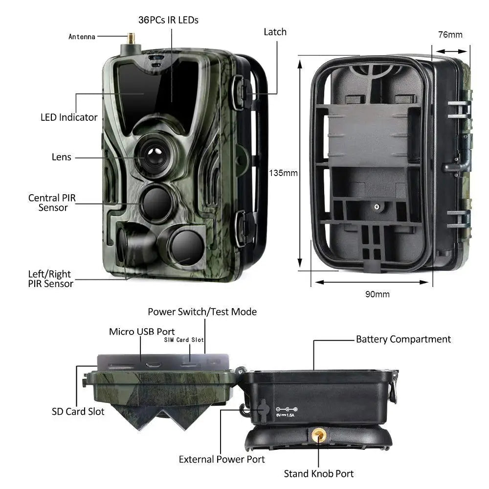 Cellular Mobile Hunting Camera 2G MMS SMTP SMS GSM 20MP1080P Infrared Wireless Night Vision Wildlife Hunting Trail Camera HC801M