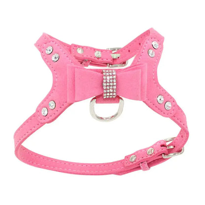 Personalized Dog Harness Bling Diamante Harness Collar Pet Cat Bowknot Harness Kitten Accessories Puppy Collar Pet Dog Supplies