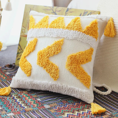 45X45cm luxury yellow Throw Pillow cover  Tassel Handmade Cushion cover rainbow flocked livingroom decorative sofa cushion bag