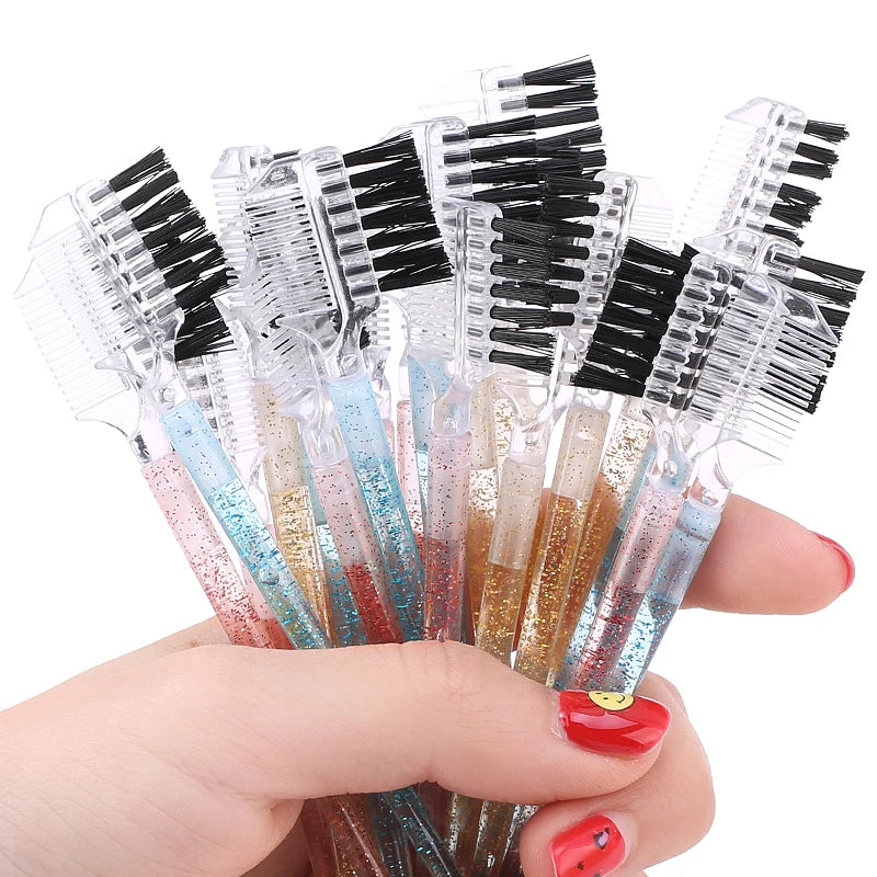 20Pcs 2in1 Eyelash Comb Dual Purpose Crystal Eyelash Eyebrow Brush Comb Eyelash Extension Tool Makeup Cosmetic Lash Accessories