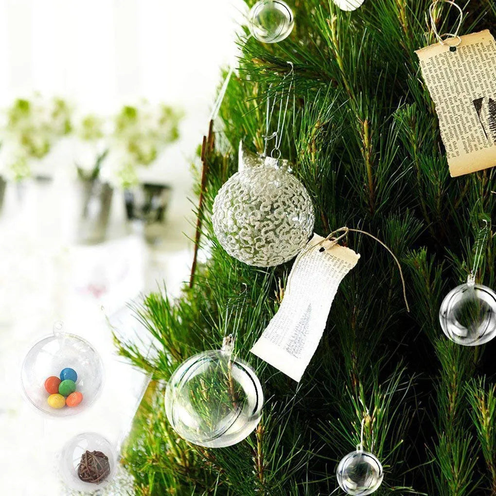 10pcs 4/5/6/8cm Transparent Ball Open Plastic Clear Bauble Ornament Christmas Party Hanging Pendant Gift Package Supplies