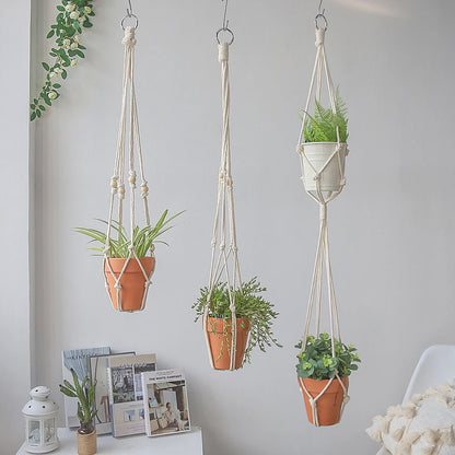 2 PACK Macrame Plant Hanger Garden Pots Planters Indoor Outdoor Hanging Planter Basket Makramee Bohemian Home Decor Wall Art