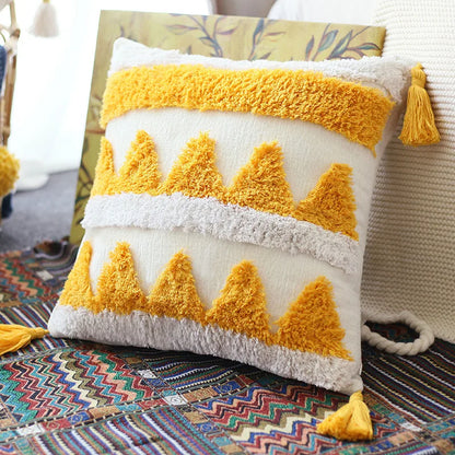 45X45cm luxury yellow Throw Pillow cover  Tassel Handmade Cushion cover rainbow flocked livingroom decorative sofa cushion bag