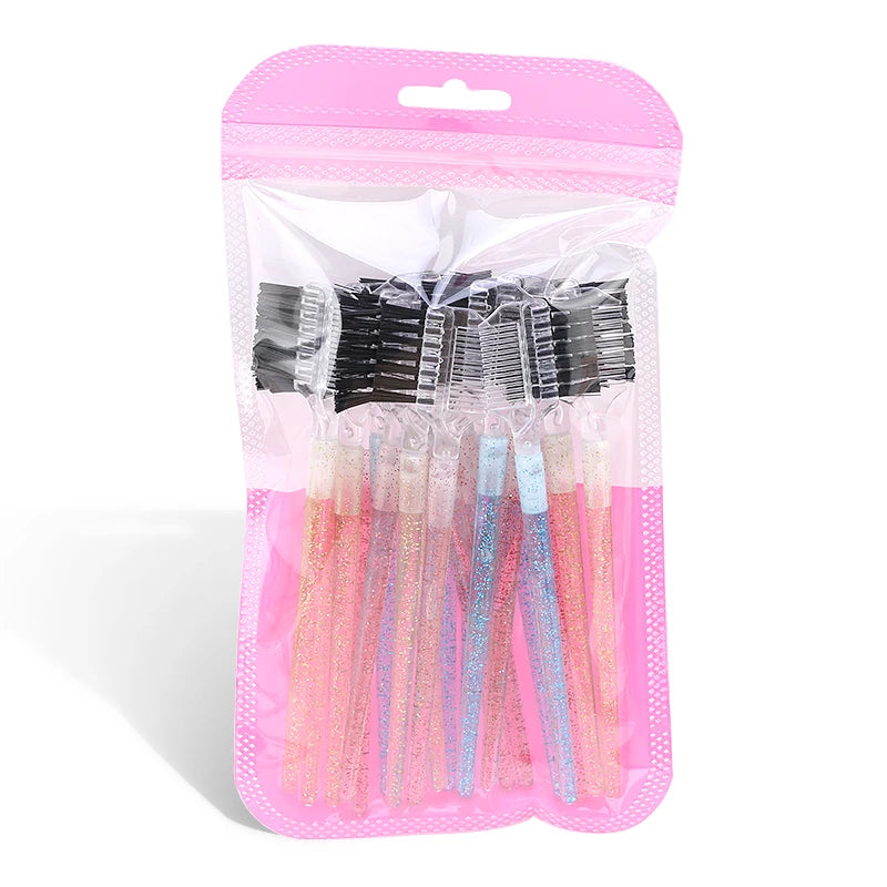 20Pcs 2in1 Eyelash Comb Dual Purpose Crystal Eyelash Eyebrow Brush Comb Eyelash Extension Tool Makeup Cosmetic Lash Accessories