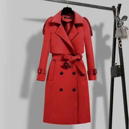 Classic Long Belt Trench Coat Women Oversize 4XL Solid Color Formal Office Gabardinas Mujer 2023 Elegant Fall Spring Overcoats