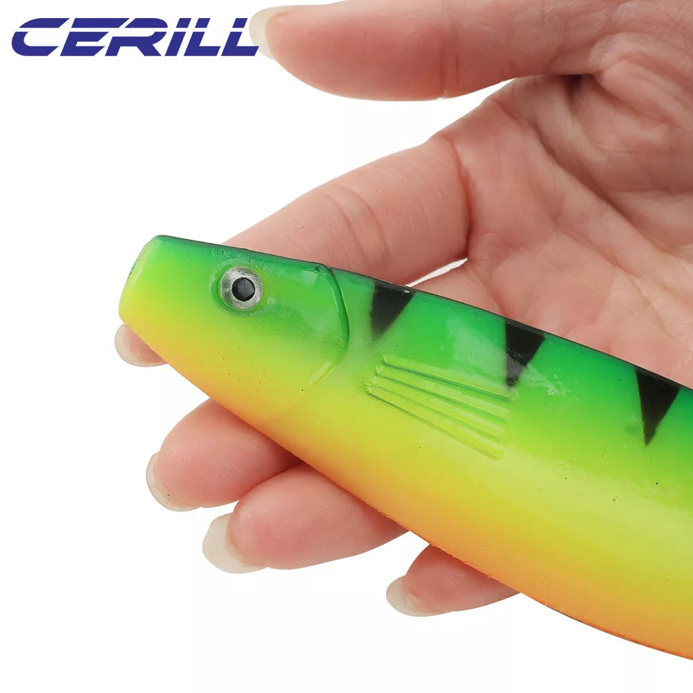 Cerill 70 g Paddle Tail Silicone Artificial Big Bait Soft Fishing Lure Jigging Wobblers Pike Bass Saltwater Swimbait 23.5 cm