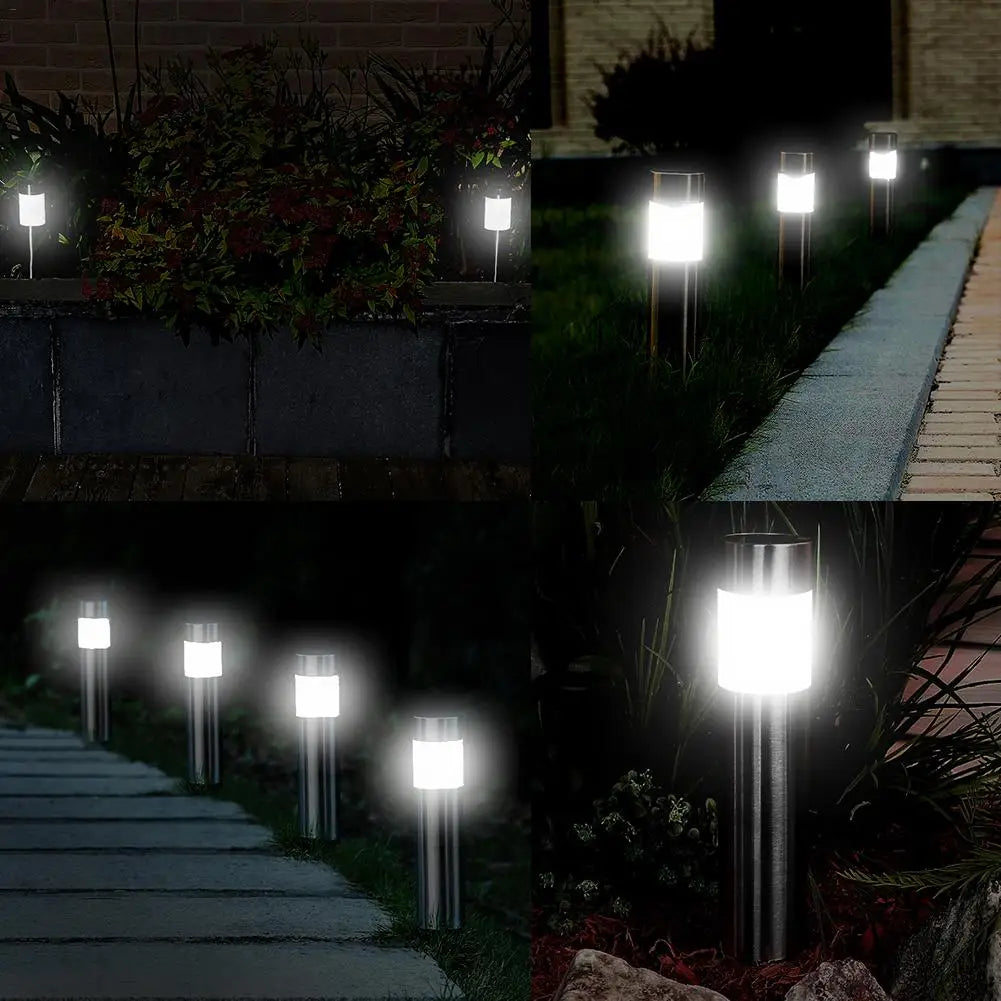 Stainless Steel Led Solar Lawn Lamp Outdoor Garden Path Lawn Light Solar Bollard Light Led Solar Stick Lights White Light