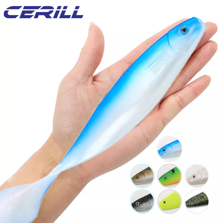 Cerill 70 g Paddle Tail Silicone Artificial Big Bait Soft Fishing Lure Jigging Wobblers Pike Bass Saltwater Swimbait 23.5 cm