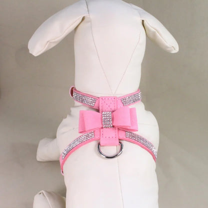 Personalized Dog Harness Bling Diamante Harness Collar Pet Cat Bowknot Harness Kitten Accessories Puppy Collar Pet Dog Supplies