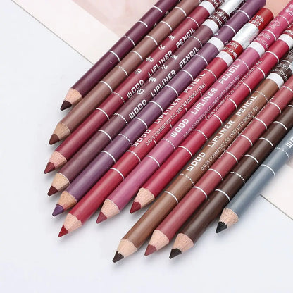 1PC Wood Lip liner Waterproof Lady Charming Lip Liner Soft Pencil Makeup Women's Long Lasting Professional Cosmetic Tool