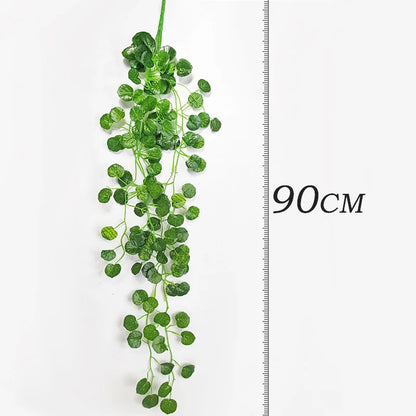 90cm Artificial Green Plants Wall Hanging Ivy Leaves Radish Seaweed Grape Fake Flowers Vine Home Garden Wall Party Wedding Decor