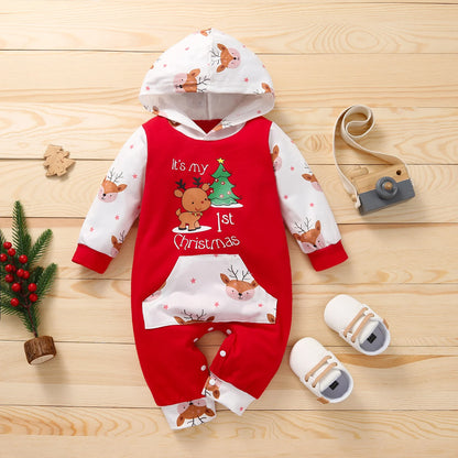 Baby Girls Boys Christmas Romper Newborn Red Cartoon Jumpsuit Kids Christmas Pajamas Jumper 0-3Yrs 2022 New Arrive