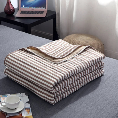 Winter Autumn Striped Plaid Comforter Bed Cover Bedspread Air-conditioning Quilt Soft Breathable Throw Blanket Home Decor