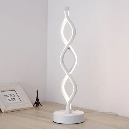 Nordic LED Strip Table Light Curved Desk Lamp Spiral Aluminum Art Table Lamp Indoor Reading Lighting Lamp Bedroom Decoration