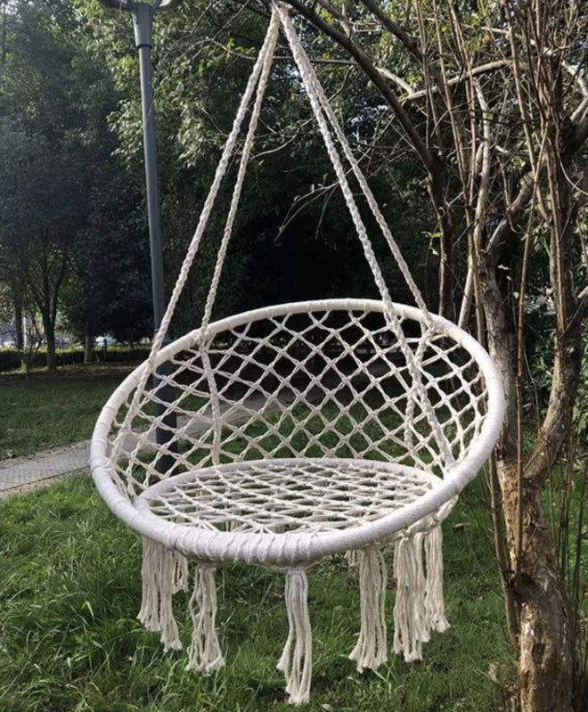 Nordic Cotton Rope Hammock Chair Handmade Knitted Indoor Outdoor Kids Swing Bed Adult Swinging Hanging Chair Hammock