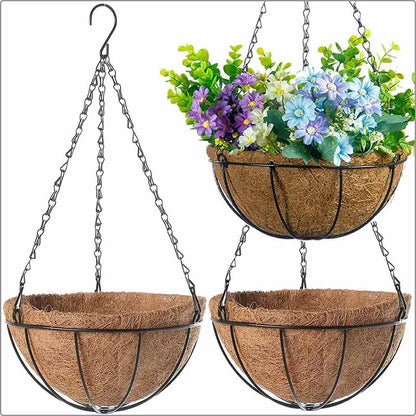 Metal Hanging Basket For Plants Flower Garden Pot Planters 8/10 Inch Round Wire Plant Holder Pots For Home Balcony Decoration