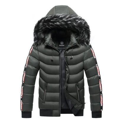 Winter Warm Jacket Men Parkas Fur Collar Hooded Thick Warm Cotton Outwear Male Windbreaker Brand Casual High-Quality Men Coat