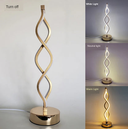 Nordic LED Strip Table Light Curved Desk Lamp Spiral Aluminum Art Table Lamp Indoor Reading Lighting Lamp Bedroom Decoration