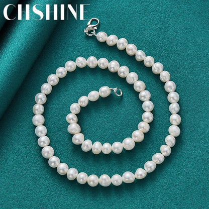 CHSHINE 925 Sterling Silver Natural Freshwater Pearls 16/18/20" Necklace For Men Women Wedding Charm Engagement Fashion Jewelry