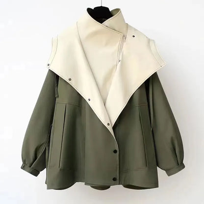 Waist Collection Mid-length Windbreaker 2023 New Korean Version New Women's Spring And Autumn Casual Coat