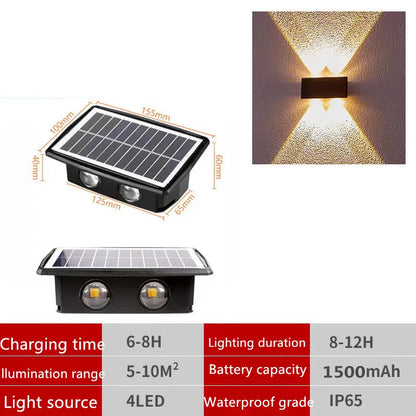 High Brightness Solar Wall Lamp Outdoor Waterproof Viewing Light Villa Courtyard Garden Upper and Lower Wall Lamp