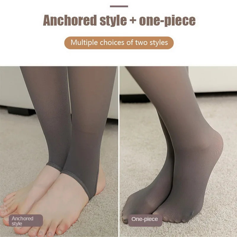 Winter Warm Leggings Sexy Slim Translucent Pantyhose Nylon Tights High Waist Elastic Thick Wool Sock Pants Women Thermal Legging