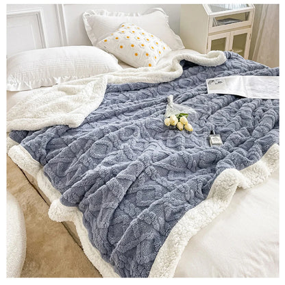 Thick Bed Blanket Double Layer New Winter Blanket Home Warm Sherpa Soft Sofa Cover Throw Newborn Wrap Kids Bedspread Bed Sheet