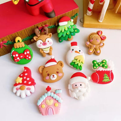 10Pcs New Cute Mini Christmas Series Flat Back Resin Cabochons Scrapbooking DIY Jewelry Craft Decoration Accessorie