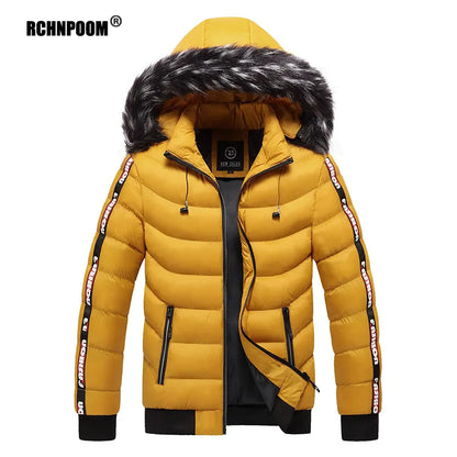 Winter Warm Jacket Men Parkas Fur Collar Hooded Thick Warm Cotton Outwear Male Windbreaker Brand Casual High-Quality Men Coat