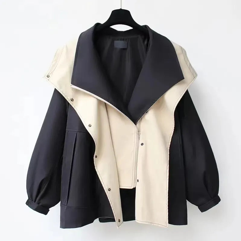 Waist Collection Mid-length Windbreaker 2023 New Korean Version New Women's Spring And Autumn Casual Coat