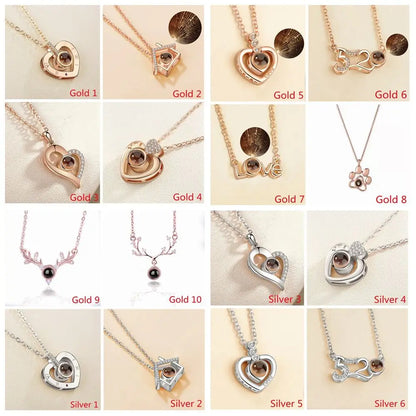 Valentine's Day Gift Photo Projection Necklace Simple Heart Shaped Projection Necklace Birthday Lover Family Memory Gift