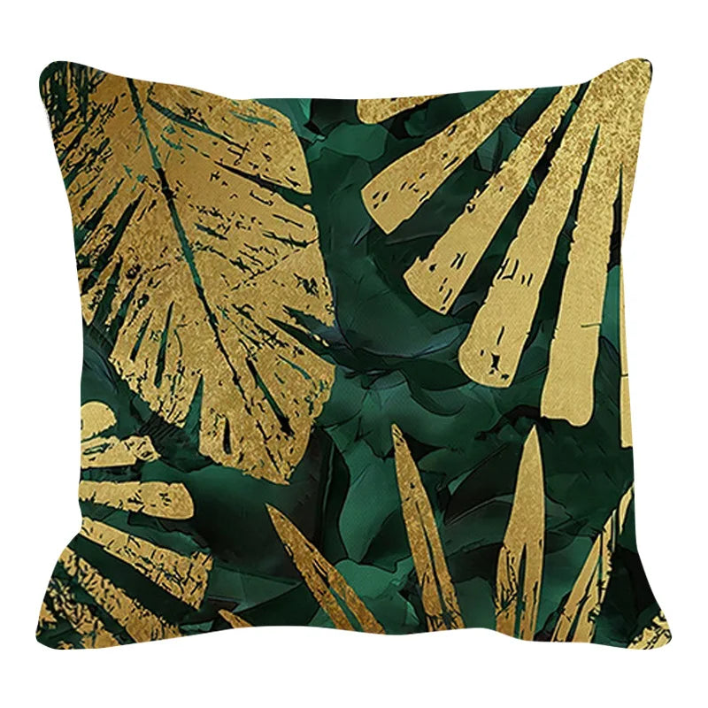 2022 Modern Gold Leaf Pillowcase Tropical Boho Pillow Covers Cushions Home Decor Luxury Designer Cover 40x40 45x45 50x50 Case