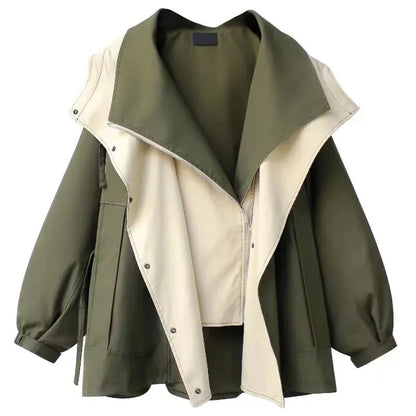 Waist Collection Mid-length Windbreaker 2023 New Korean Version New Women's Spring And Autumn Casual Coat