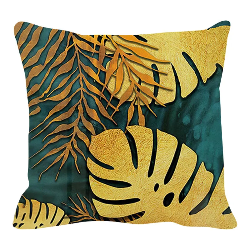 2022 Modern Gold Leaf Pillowcase Tropical Boho Pillow Covers Cushions Home Decor Luxury Designer Cover 40x40 45x45 50x50 Case