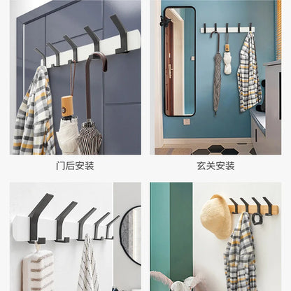 Coat Rack Wall Mounted  Entryway Coat Rack with 5 Movable Hooks Wooden Coat Rack with Sliding Wood Coat Hanger Wall Room Bedroom