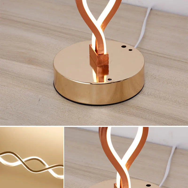 Nordic LED Strip Table Light Curved Desk Lamp Spiral Aluminum Art Table Lamp Indoor Reading Lighting Lamp Bedroom Decoration