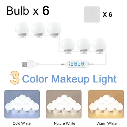 LED Detachable Bulbs Professional Makeup Mirror Lamp USB Power Cosmetic Mirror Light Hollywood Dressing Table Vanity Lights