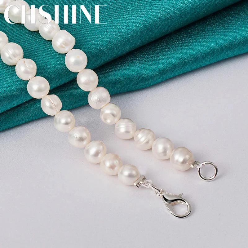 CHSHINE 925 Sterling Silver Natural Freshwater Pearls 16/18/20" Necklace For Men Women Wedding Charm Engagement Fashion Jewelry