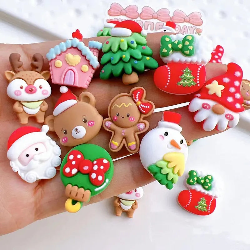 10Pcs New Cute Mini Christmas Series Flat Back Resin Cabochons Scrapbooking DIY Jewelry Craft Decoration Accessorie