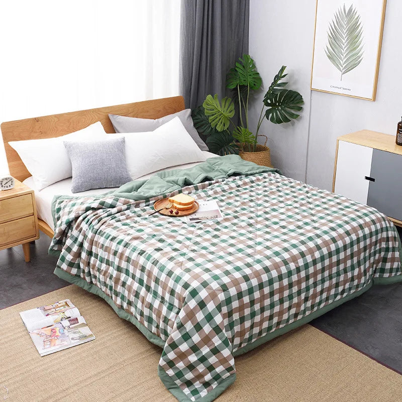 Winter Autumn Striped Plaid Comforter Bed Cover Bedspread Air-conditioning Quilt Soft Breathable Throw Blanket Home Decor